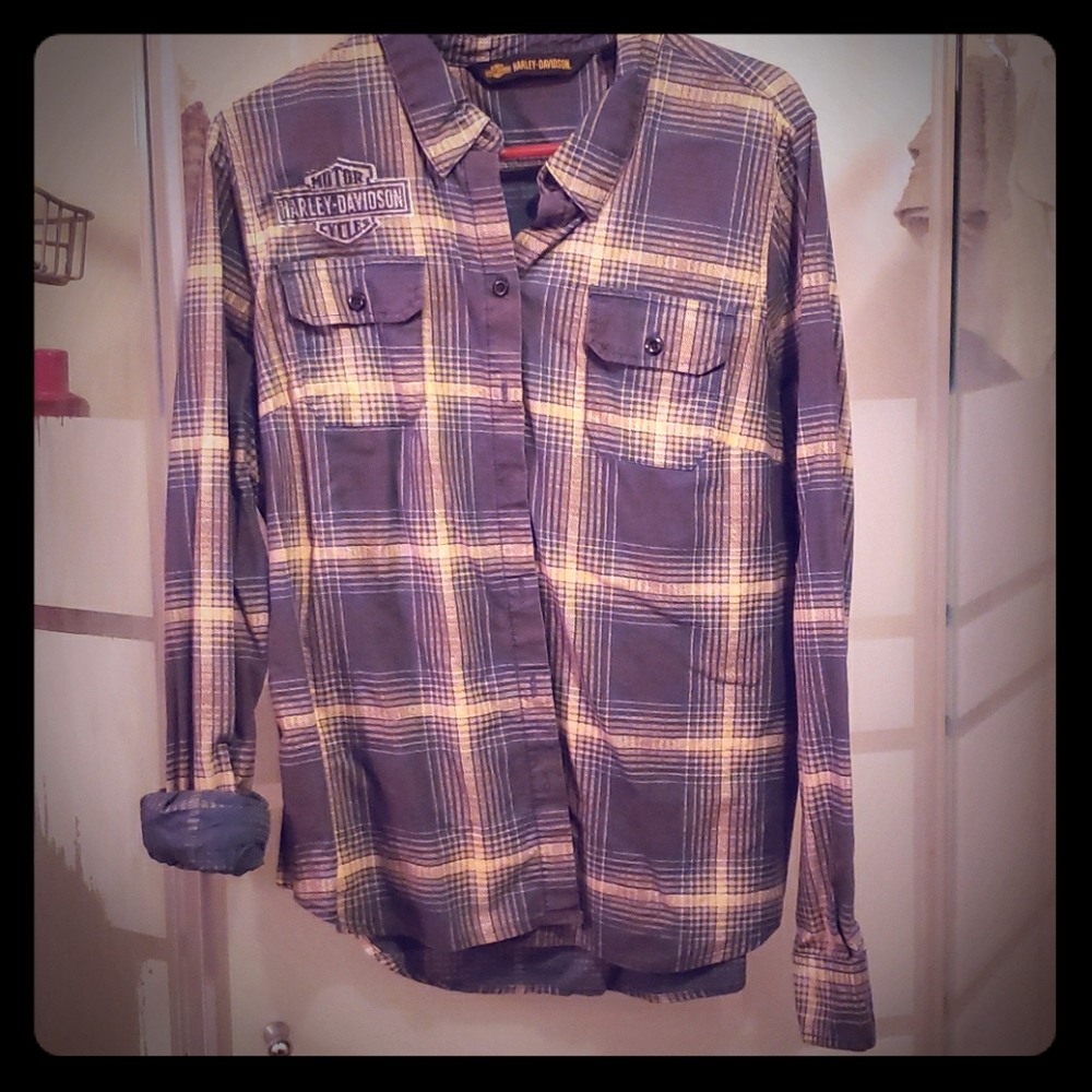 Harley Davidson plaid button down shirt
